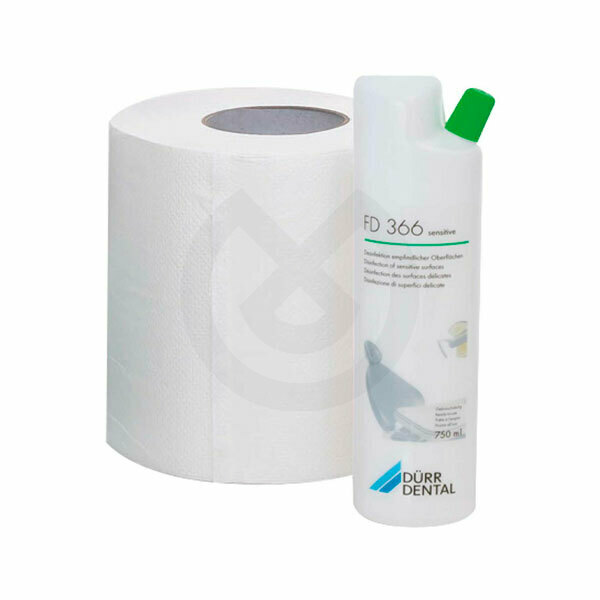 Hygowipe Papierrolle (1x) + Flasche mit Desinfektionsmittel FD 322 (2x) - Dürr Dental - Dürr