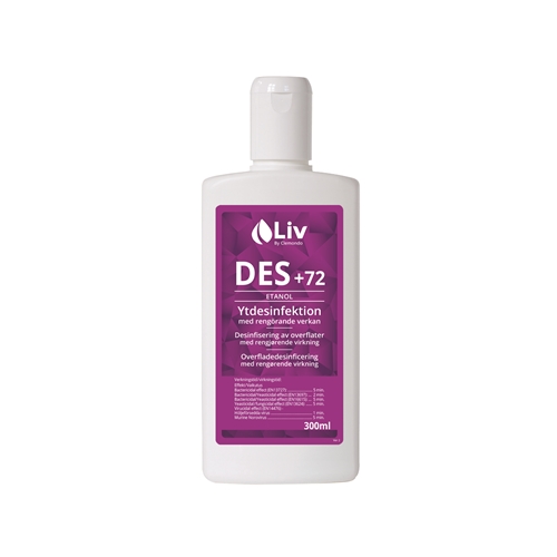 Ytdesinfektion Liv +72% – 300ml flaska m tensid CE