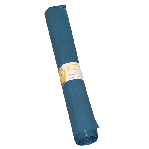 Affaldssæk LD-plast K2 COEX - 125L 750x1150mm 40my blå/sort - 10 stk