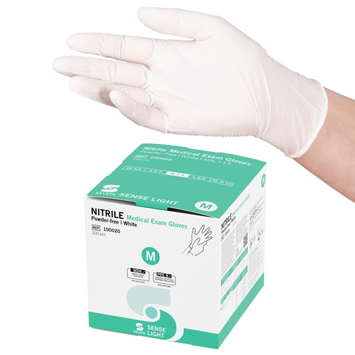 Nitriilikäsineet Selefa PF - M SENSE LIGHT Cube valkoinen AQL1,5 - 200 kpl