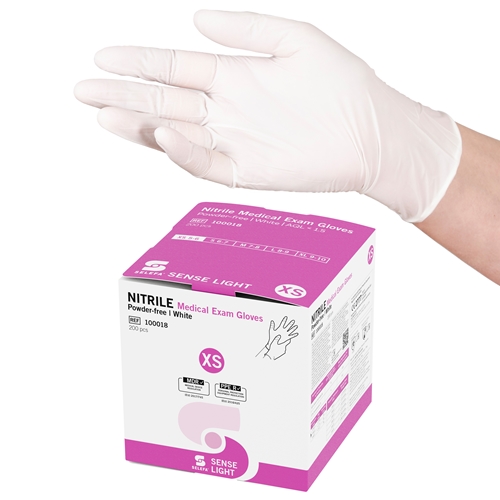 Nitrilhandsker Selefa PF - XS Sense Light Cube hvide AQL 1,5 - 200 stk.