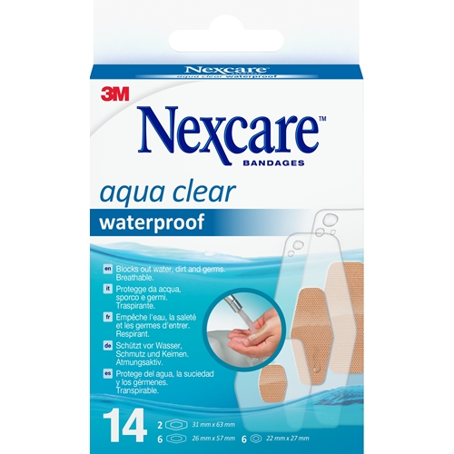 Nexcare Aqua Clear Wundpflaster Film beige in 3 Größen 14 Stück