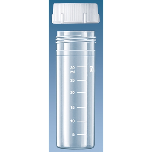 Burk plast med skruvlock – 40ml PP graderad – 50 st