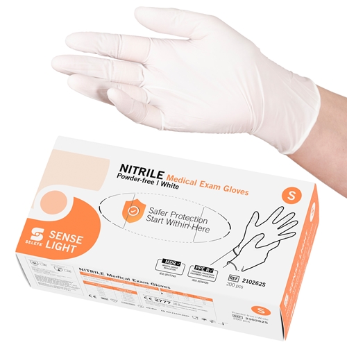Rękawice nitrylowe Selefa pf - S Sense Light białe AQL 1,5 - 200 szt.