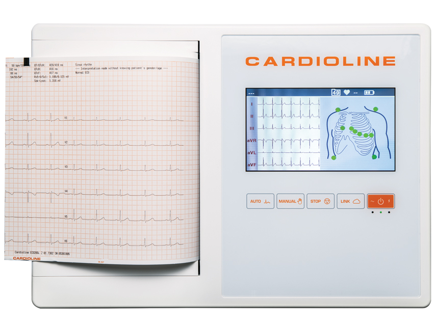 Cardioline ECG200L Full (Glasgow + EasyApp) - 7-calowy kolorowy ekran dotykowy