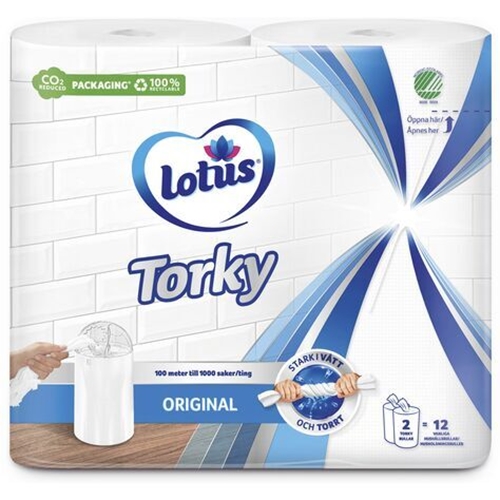 Centrummatet aftørringsrulle - Lotus Torky 100 m - 12 stk.