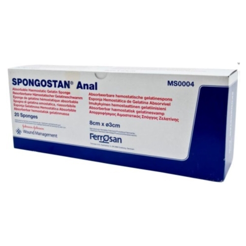 Resorbierbare Kompresse Spongostan - Ø3x8cm anal - 20 St.