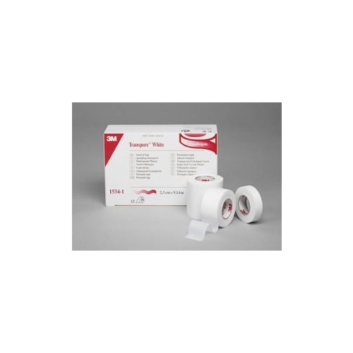 Hæfteplaster Transpore White - 5 cm x 9,14 m perforeret - 6 stk.