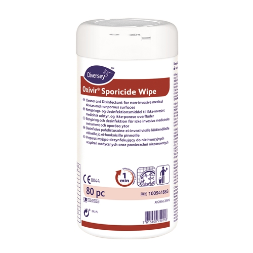 Desinfektionsservietter med hydrogenperoxid - 80 stk Oxivir sporocide - 80 stk