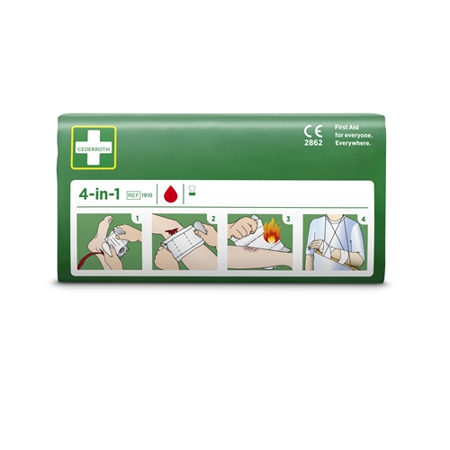 Førstehjælpsforbinding 4-i-1 Cederroth - 14x23cm kompres+2 stk. bind 10cmx3m