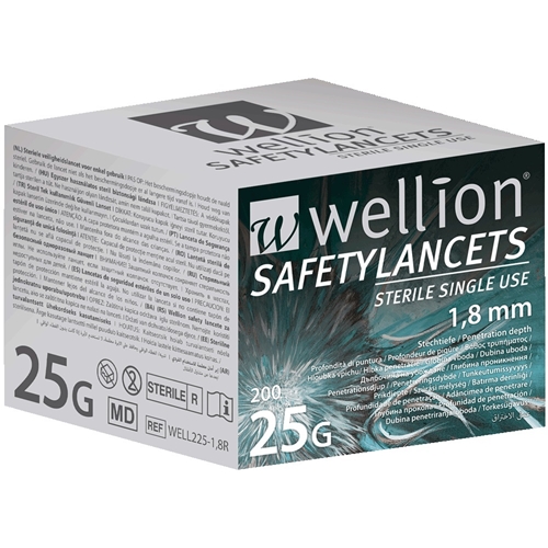 Lansett Wellion Safety Lancets – 1,8mm 25G normalflöde grå – 200 st