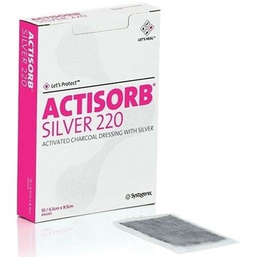 Hiili-/hopeakompressi Actisorb Silver - 6,5x9,5 cm - 10 kpl