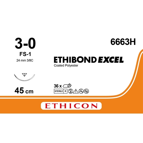 Sutur Ethibond 3-0 6663H – 45cm grön nål FS-1 – 36 st