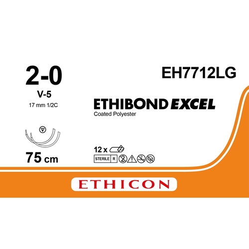 Sutur Ethibond 2-0 EH7712LG – 4x75cm grön nål V5/V5 – 12 st