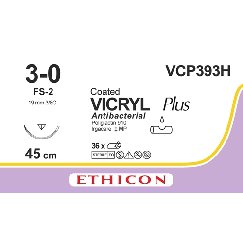 Sutur Vicryl Plus 4-0 VCP393H – 45cm violet nål FS-2 – 36 st