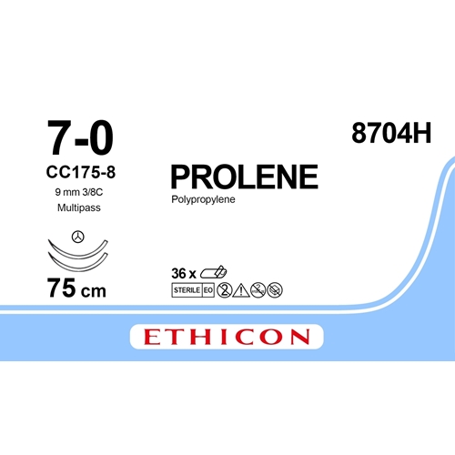 Sutur Prolene 7-0 8704H – 75cm blå nål CC/CC175-8 – 36 st
