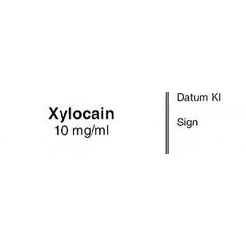 Sprøjteetiket Xylocaine 10mg/ml - 12x50mm hvid med sort tekst - 500 stk