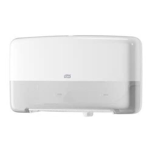 Dozownik papieru toaletowego T2 Tork Mini Jumbo Twin biały plastikowy