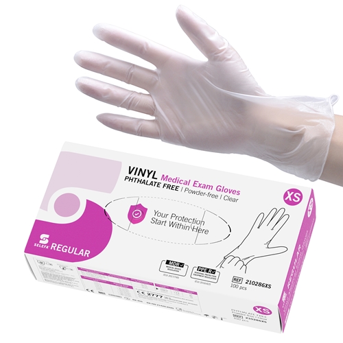 Handschuhe aus Vinyl Selefa puderfrei - XS phthalatfrei AQL 1,5 - 100 St.
