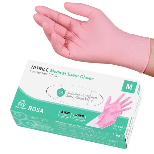 Evercare PF nitrilhandsker - M rosa AQL 1,5 - 150 stk