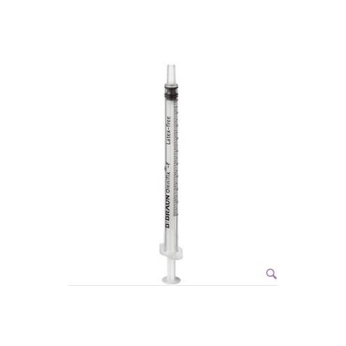 Spruta luer 3komp Omnifix – 1ml grad 0,01ml centrerad – 100 st