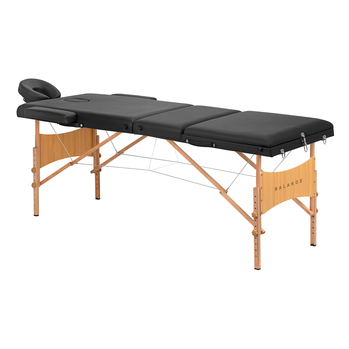 BALANCE kokoontaitettava 3-osainen puinen hierontapöytä musta