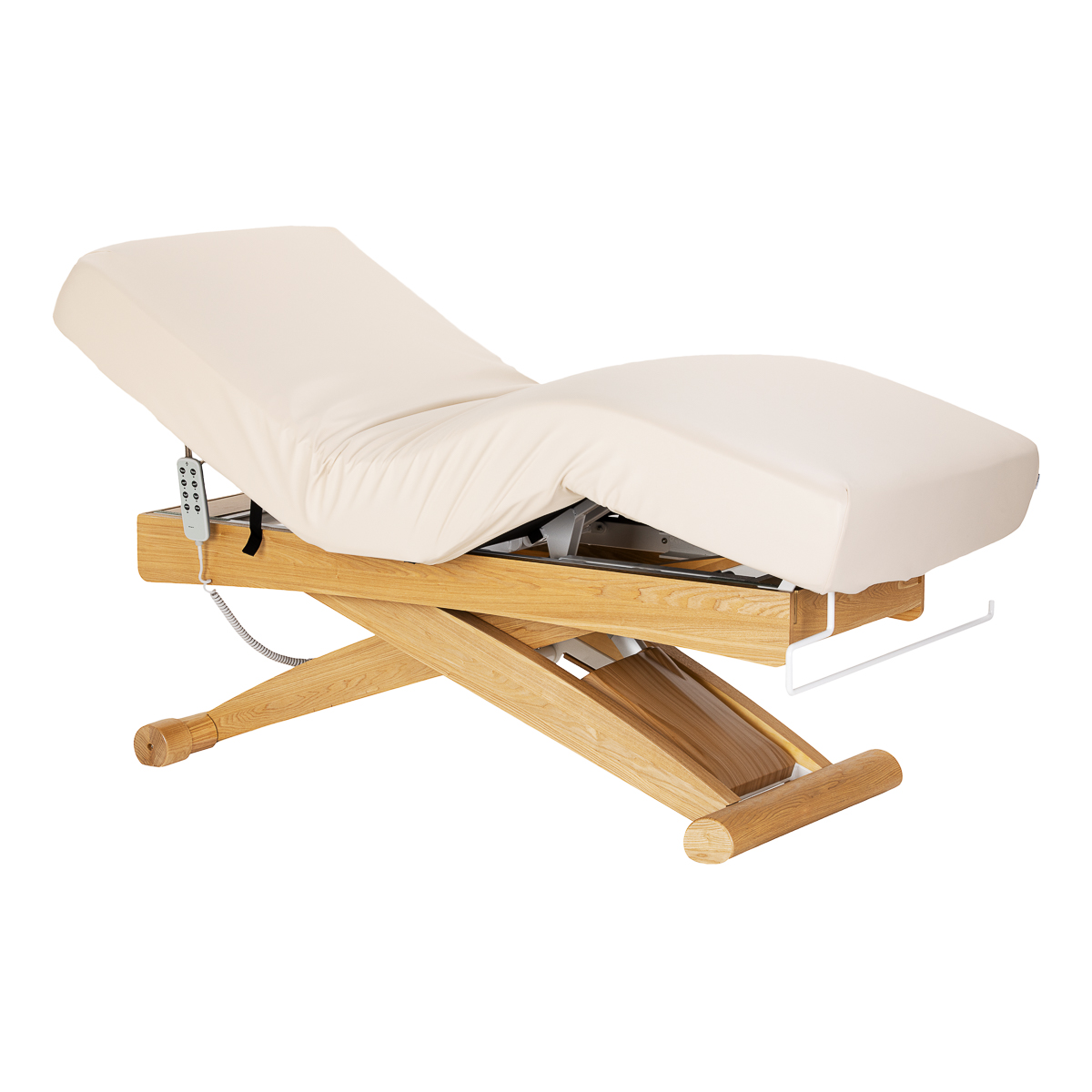 Spa-loungestol Sillon Siesta i krämfärg med ljusbrun bas
