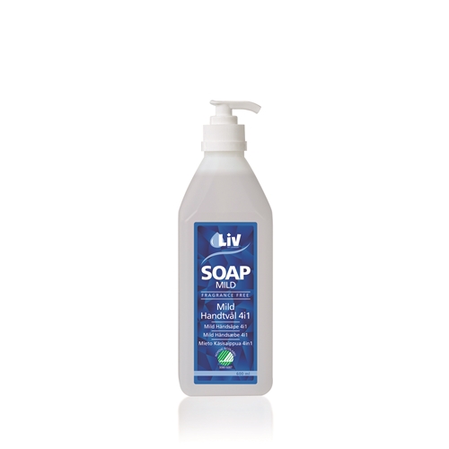 Mild håndsæbe 4-i-1 Liv - 600 ml med pumpe parfumefri