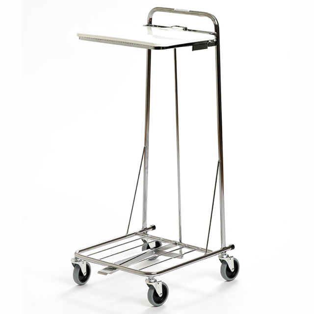 Bag holder 125 l, 4 wheels, metal lid, pedal