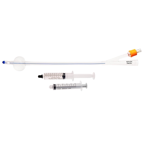 2-vejs kateter med sprøjte UnoQuip - 10 ml ch16 24 cm silikone Nel - 5 stk