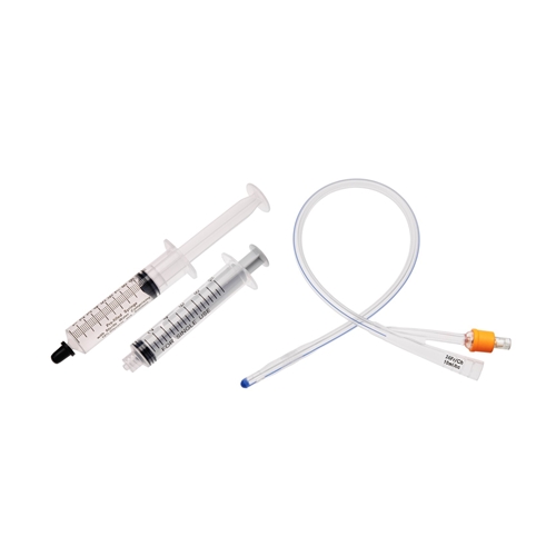2-vejs kateter med sprøjte UnoQuip - 10 ml ch16 40 cm silikone Nel - 5 stk.