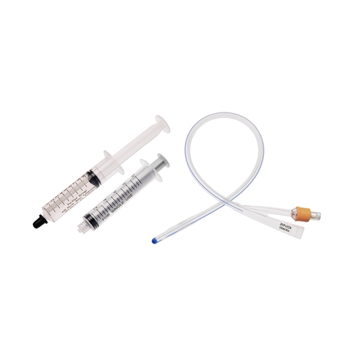 2-vejs kateter med sprøjte UnoQuip - 10 ml ch20 40 cm silikone Nel - 5 stk