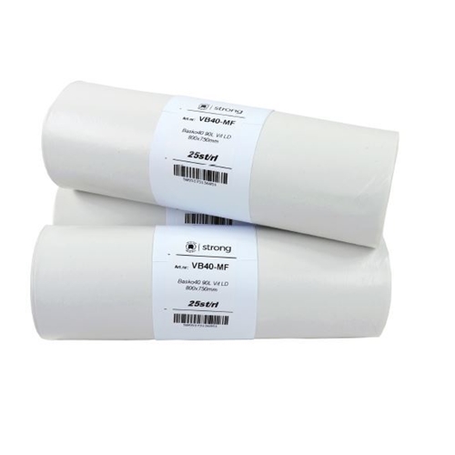 Affaldspose LD plast Basko 60 - 110L 870x850mm 20my hvid - 25 stk