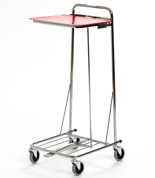 Bag holder 125 l, 4 wheels, plastic lid, pedal