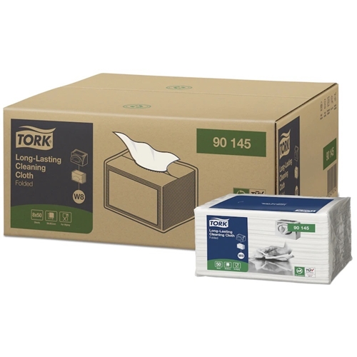 Aftørringsklud W8 Tork Premium - 30x38,5 cm hvid slidstærk - 50 stk.