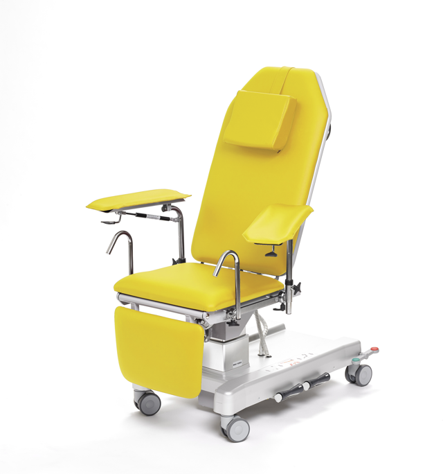 Provtagningsstol elektrisk på pelare – Klädda armstöd med löstagbar dyna – Lemon 890