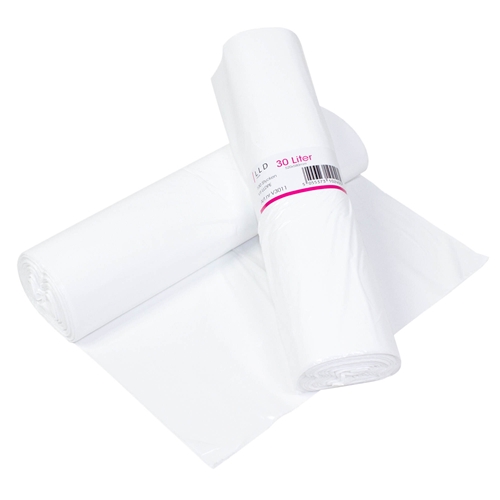 Affaldspose i LLD-plast - 30L 520x580mm 12my hvid - 100 stk
