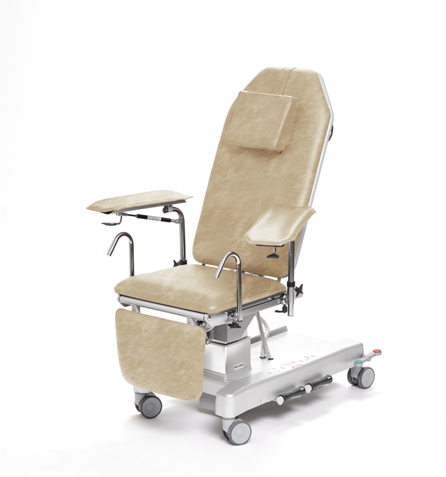 Provtagningsstol elektrisk på pelare – Klädda armstöd med löstagbar dyna – Beige 583