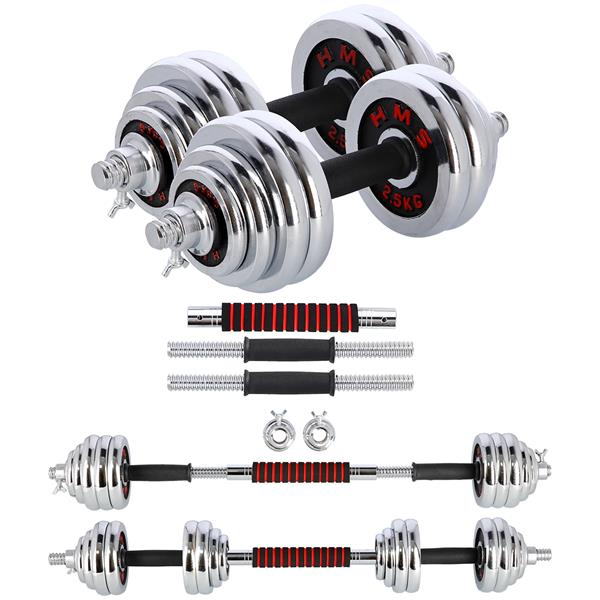 Chrome dumbbell and barbell set in case 2X15kg - STC30