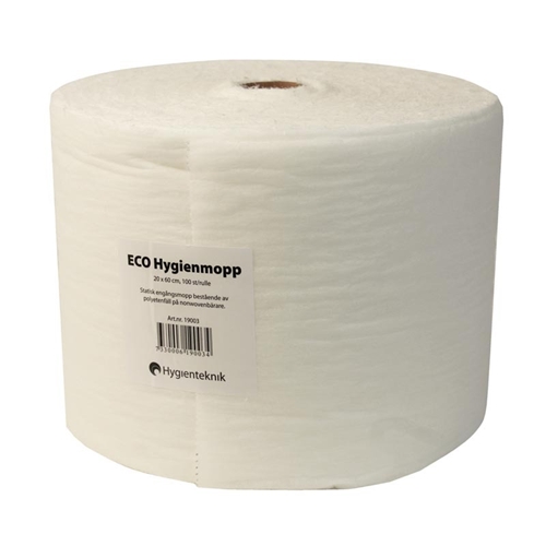 Engangsmoppeklud ECO Hygienemoppe - 60 cm hvid rulle - 100 stk.