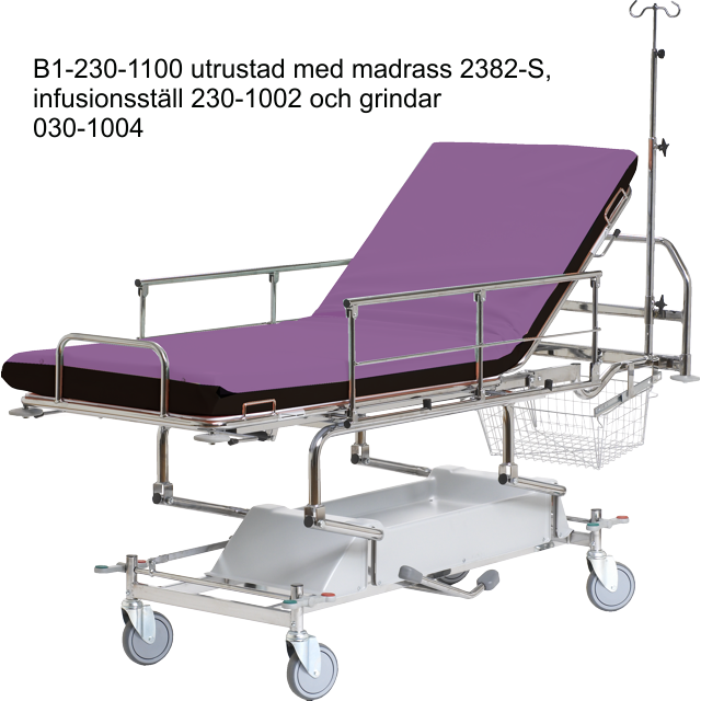 Patient- och akutvagn 2-delad, hydraulisk, styrhandtag