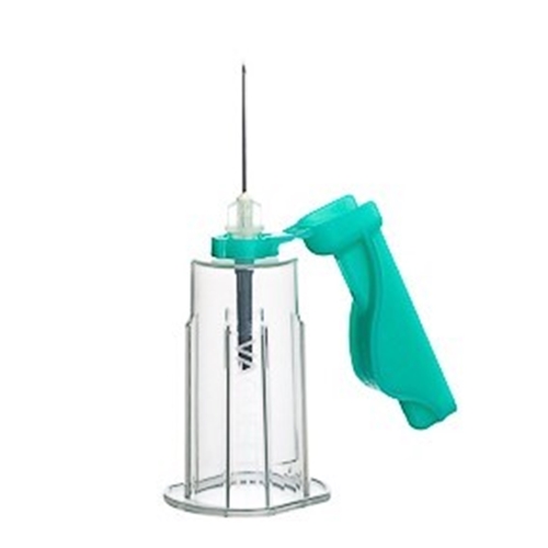 Prøvetagningskanyle med holder VACUETTE QUICKSHIELD Visio - 0,8x25mm 21G grøn - 30 stk