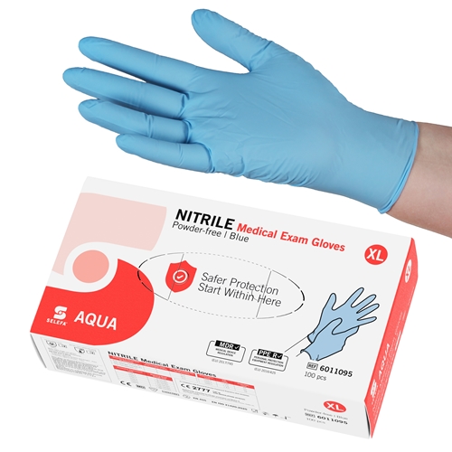 Selefa pf nitrilhandsker - XL aqua blå AQL 1.5 - 100 stk