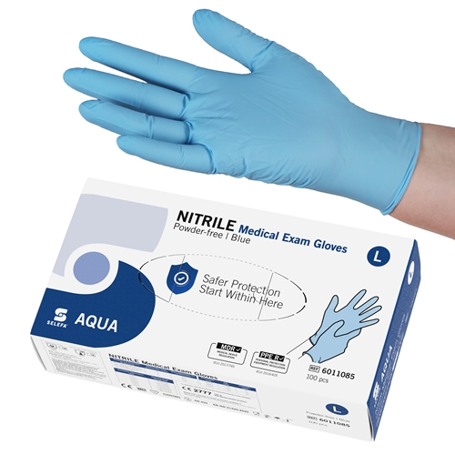 Nitrilhandsker Selefa PF - L aqua blue AQL 1 5 - 100 stk.