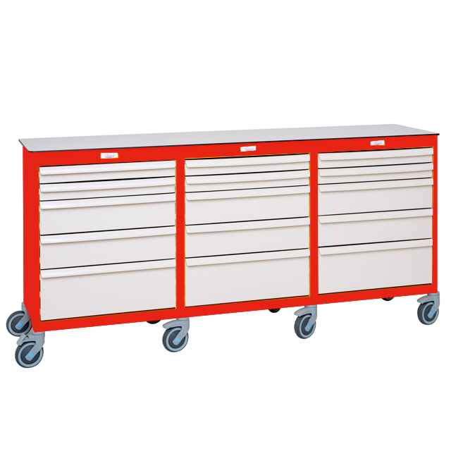 Mobil arbetsstation 3 block - Röd