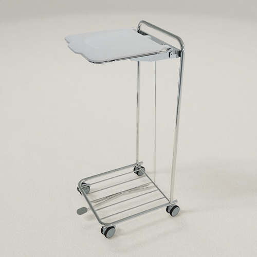 Säckhållare med hjul och lock - 125L förkromad med pedal