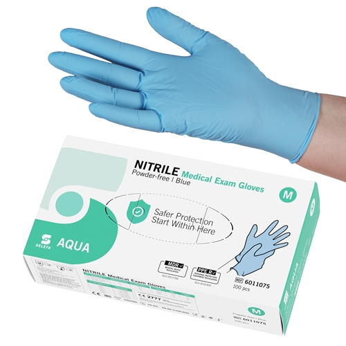 Selefa PF nitrilhandsker - M aqua blå AQL 1 5 - 100 stk.