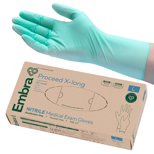 Nitrilhandsker Embra PF - L PROCEED XLong acceleratorfri AQL1,0 - 150 stk.