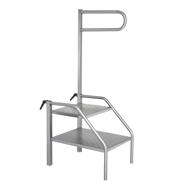 2-stegspall rostfri 40 cm med justerbar sidogrind