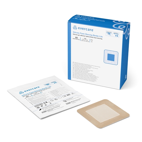 Dünner Schaumverband mit Silikon Evercare Foam - 7,5x7,5cm Border Lite - 10 St.